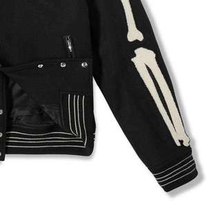 Embroidery Patch Plus Size <b>Mens</b> Wool Leather Varsity Letterman Jacket - Product Image 3