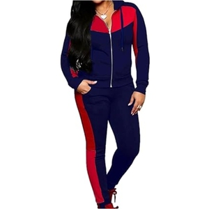 ชุดวอร์มผู้หญิงแบบ 2 ชิ้น น้ำหนักเบา มีฮู้ด พิมพ์ลาย ระบายอากาศได้ดี ผลิตจากโพลีเอสเตอร์/ผ้าฝ้าย พร้อมเชือกผูกสำหรับวิ่ง - Product Image 1