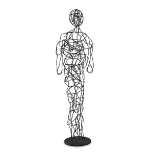 La sculpture artistique de figurine humaine en métal noir crée un accent décoratif unique et une présence moderne élégante - Product Image 1