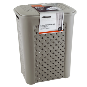 Arianna Plastic Laundry <b>Basket</b> 30Lt <b>Woven</b> Design Grey - Product Image 2