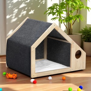 AC08 Maison intérieure de luxe pour animaux de compagnie avec cadre en bois de style palette fixe avec pieds surélevés Marque personnalisée OEM Vietnam Fabricant - Product Image 3