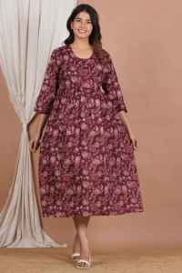 Vestido de Maternidad Posparto Estampado a Mano con Acceso para Lactancia, Ropa de Embarazo para Lactancia, Vestido de Algodón, Mayorista - Product Image 5