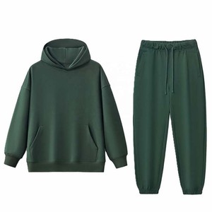 100% algodón invierno bordado Sudadera con capucha Jogger conjunto estampado personalizado Premium gimnasio pulóver Regular Fit hombres chándales - Product Image 3