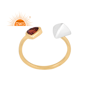 แหวนพลอยโกเมนธรรมชาติชุบทอง18K ปรับได้ราคาดีเครื่องประดับสำหรับผู้หญิง - Product Image 1