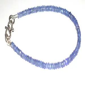 925 Sterling Silver Super Genuine Blue Tanzanite Gemstones Bracelets 9" Strands Beautiful Bracelets Jewelers For Men And women