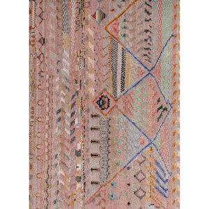 Tapis noués à la main en laine et soie de bambou à motifs géométriques Manchaha, rose et violet, pour usage domestique - Les-2888 - Product Image 3