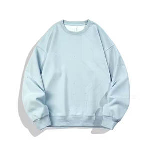 Sweat-shirt décontracté d'hiver pour homme 100 % coton, haute couture, avec strass, motif uni, imperméable et coupe-vent - Product Image 4