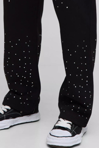 Latest Design Custom <b>Oversized</b> Boxy Rhinestone Zip Through Hoodie & <b>Jogger</b> Set Breathable Cotton Blended Rhinestone Tracksuit - Product Image 6