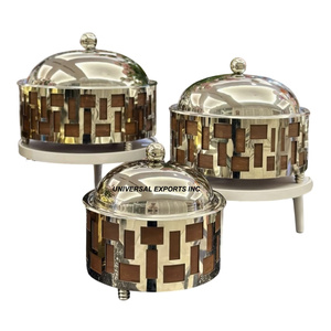 Cazuela decorativa hecha a mano de calidad premium Hotpot de diseñador chapado en oro Última colección Calentador de alimentos de metal - Product Image 5