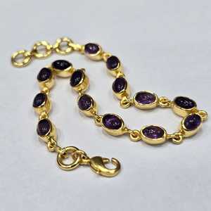 Argent Sterling 925 Excellente Qualité Plaqué Or Bracelet Designer Tendance Fait Main Améthyste Pierre Précieuse - Product Image 1