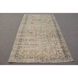 Tapis turc Vintage Beige Bleu 4.6 X 7.1ft Patchwork Design Tapis plat en laine pour adolescents Décorations de salon Latex - Product Image 1