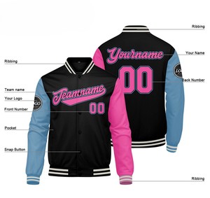 Chaqueta de Béisbol de Cuero Impermeable para Hombre, Personalizada OEM, de Manga Larga, Estilo Urbano, con Logotipo Bordado en Chenilla en la Parte Delantera, Color Personalizado - Product Image 2