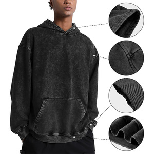 Sudadera con capucha estilo Vintage para hombre de alta calidad 100% algodón lavado con ácido bordado Streetwear personalizado OEM ODM invierno - Product Image 2