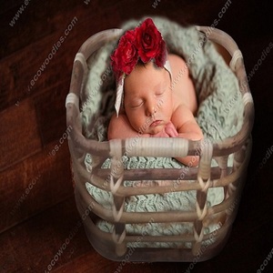 Posando accesorios de fotografía para bebés, cesta, accesorios de estudio fotográfico para bebés, para foto, fotografía en casa, cuna, foto de bebé, cama pequeña de madera - Product Image 4