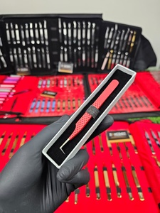 <b>Eyelash</b> Extensions Fiber Tip Tweezers Sustainable Steel Shinny Black Powder Coated By Zonedge - Product Image 2