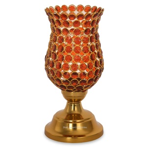 Décorations de mariage en cristal doré perlé Centres de table Hurricanes Bougeoir pour événements Fêtes Fournitures de table - Product Image 2