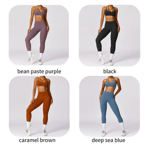 Ropa de fitness y yoga Hombros inclinados Sujetador deportivo Gimnasio Conjuntos de fitness para mujeres - Product Image 1