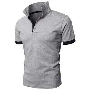 Polo décontracté d'été pour homme à manches courtes en polyester respirant avec tissu tricoté à motif uni - Product Image 2