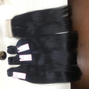 Mechones de pelo de trama, cabello virgen 100%, todas las cutículas, alineación, sin enredos, sin caída, liso, ondulado, rizado, con cierre de encaje y frontal - Product Image 1