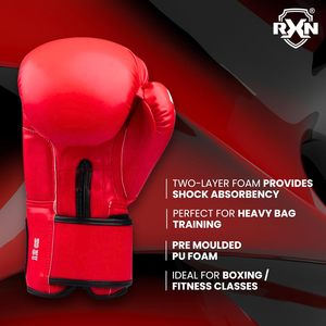 Guantes de boxeo RXN para hombre guantes de entrenamiento de color rojo cuero - Product Image 2