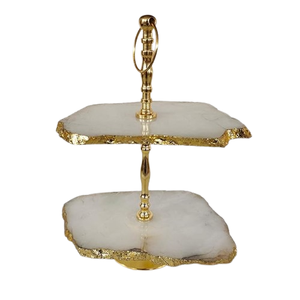 Servidor de soporte de pastel con Base de Metal plateado de piedra de ágata pulida más vendida para el hogar, Hotel, decoración de boda, producto artesanal Natural - Product Image 5