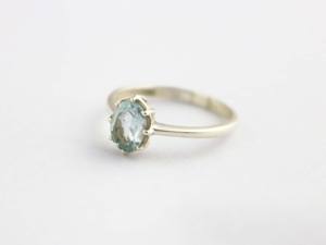 ชุดง่ามพลอยรูปวงรีสีอะความารีน925แหวนซ้อนกันได้ทำด้วยมือเงินสเตอร์ลิง - Product Image 2