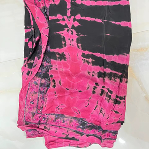 Sari en soie recyclée multi-tie-dye fait à la main, sari vintage en soie - Lot en gros, sari indien multi-couches coloré d'été - Product Image 2