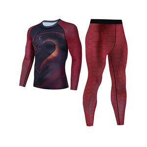 100% Top High Quality Compression Fitness Suit Long Sleeve Quick Dry Breathable Solid Pattern Compression <b>Set</b> - Product Image 4