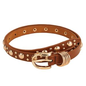 Ceinture en cuir vintage pour jeans et robes, fabrication en gros, nouvelle tendance, ceintures dorées pour femmes, mode punk, ceinture cloutée pour filles - Product Image 5