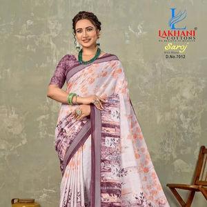 คอลเลคชั่นผ้าส่าหรีพิมพ์ลายผ้าฝ้าย ดีไซน์หรูหรา โดดเด่นไม่ซ้ำใคร สำหรับผู้หญิง ใส่ไปงานปาร์ตี้ ฤดูร้อน ฤดูหนาว พร้อมลายพิมพ์ดีไซเนอร์ แห้งเร็ว - Product Image 1