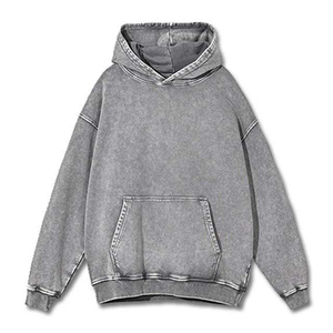 Sudadera con capucha de algodón lavado con ácido de gran tamaño para hombre, jersey de peso pesado Vintage, forro, ropa de calle impermeable, tejido de punto - Product Image 5