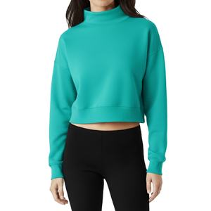 เสื้อครอปไหมพรมคอเต่าทรงบ็อกซี่สำหรับผู้หญิง ผ้าฟลีซ คอตตอนรักษ์โลก สีพื้น โอเมก้า ไพ เบต้า สำหรับฤดูหนาว ปี 2026 - Product Image 4