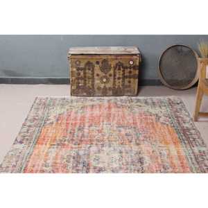 Tapis turc 5,6x9,1 pi (172x277 cm), tapis vintage à carreaux rouges - Product Image 4