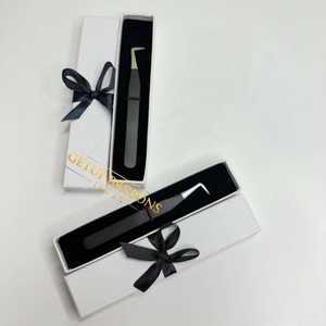 Vente en gros de pinces à cils anti-magnétiques en acier inoxydable courbé avec revêtement en poudre noire mate de haute qualité GETUP BROSONS IMPEX - Product Image 1