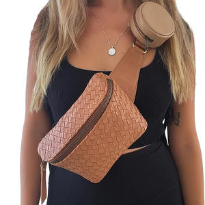 Custom Quilted Women's Genuine Leather Waist Bag Zipper Closure Fanny Pack Black PU Ladies <b>Money</b> Belt <b>Purse</b> Storage - Product Image 2