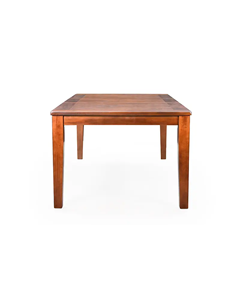 Solid Wood 6 Seater Dining <b>Table</b> Set Honey Walnut <b>Brown</b> Slatted Back Chairs Faux Leather Seat Home Dining Furniture - Product Image 3
