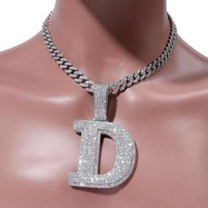 Colgantes helados de Plata de Ley 925 estilo Hip Hop para hombre de lujo VVS Baguette Moissanite diamante letra personalizada número oro regalo - Product Image 4