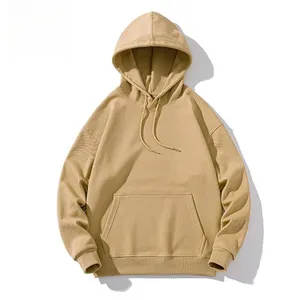 Fashion autumn new mens hoodies CVC fleece plain dyed eco-friendly unisex winter custom hoodies