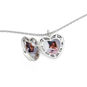 Jeulia Warm Hug Custom Engraved Heart Photo <b>Locket</b> Necklace in Gold Plated Stainless Steel - Product Image 4
