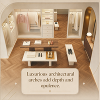 Ensemble de présentation de boutique blanc ivoire, table basse, armoire à étagères ouvertes, mobilier de luxe pour magasin de vêtements, marque de mode