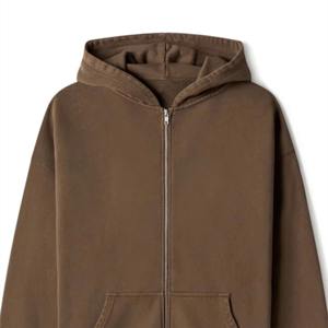 Las mejores sudaderas con cremallera para hombre Material de mezcla de algodón pesado Cremallera completa Sudadera con capucha impresa personalizada Sudadera con capucha de peso pesado para hombre - Product Image 3