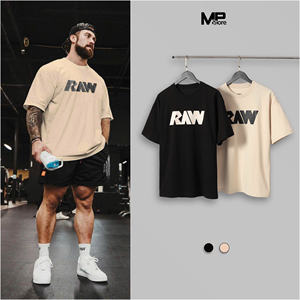 Camisetas de gimnasio de gran tamaño de algodón 100% para hombre con logotipo personalizado, ropa de calle deportiva de peso pesado con serigrafía para deporte GSM alto - Product Image 6