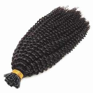 Wholesale 100% Unprocessed <b>Kinky</b> Curl I Tip <b>Hair</b> <b>Extensions</b> Cuticle Aligned Double Drawn Natural Black Raw Virgin <b>Hair</b> <b>Extension</b> - Product Image 1