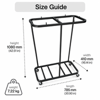 Support à sacs poubelles roulant JH-Mech, double support pour sacs poubelles, 1080 mm de hauteur avec roulettes, support à sacs poubelles en métal pour extérieur