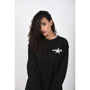 Sweat-shirt à col rond gris foncé chiné avec imprimé graphique étoile, pull unisexe en polaire Trackstar, marque privée OEM - Product Image 2