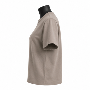 Camiseta Oversize Personalizada para Mujer, Color Taupe, Manga Corta, Informal, de Algodón, Lisa, al por Mayor - Product Image 4