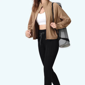 Veste de sport à manches longues pour femme 2026, pour la course à pied, la salle de sport et le yoga, séchage rapide, respirante, avec fermetures éclair, imprimé athlétique, hauts de sport - Product Image 2