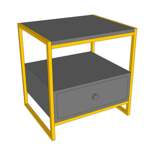 Mozo Modern Design <b>Bedside</b> <b>Cabinet</b> Iron Frame and Rubber Wood TDG68039 - Product Image 5