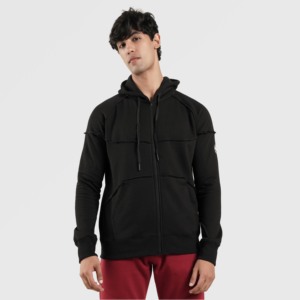 Sudadera con Capucha Negra Estilo Rigger, Talla XXS, Felpa Francesa de Algodón, con Bordado 3D, Lavado Enzimático, Impresión Serigrafiada con Apliques - Product Image 3