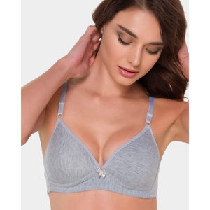 Bralette Triangular Sin Varillas Blanco/Negro 420, Cómodo y con Efecto Push-Up para Mujer, Sujetador de Encaje Suave con Cierre Frontal y Decoración de Lazo - Product Image 1